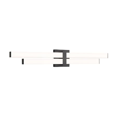 Z-Lite Zane Vanity, 2-Light, 32 In.W x 2.5 In.L x 5 In.H, Matte Black/Frosted 1008-32W-MB-LED